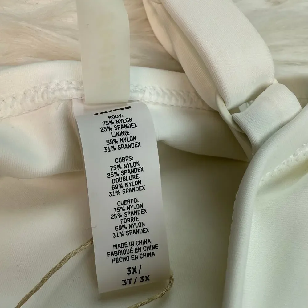 Skims Sculpting Swim Ruched One Piece Swimsuit White Marble Size 3x NWT